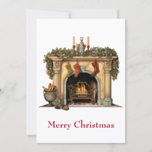 Cartes Pour Fêtes Annuelles Foyer victorien cosy Noël