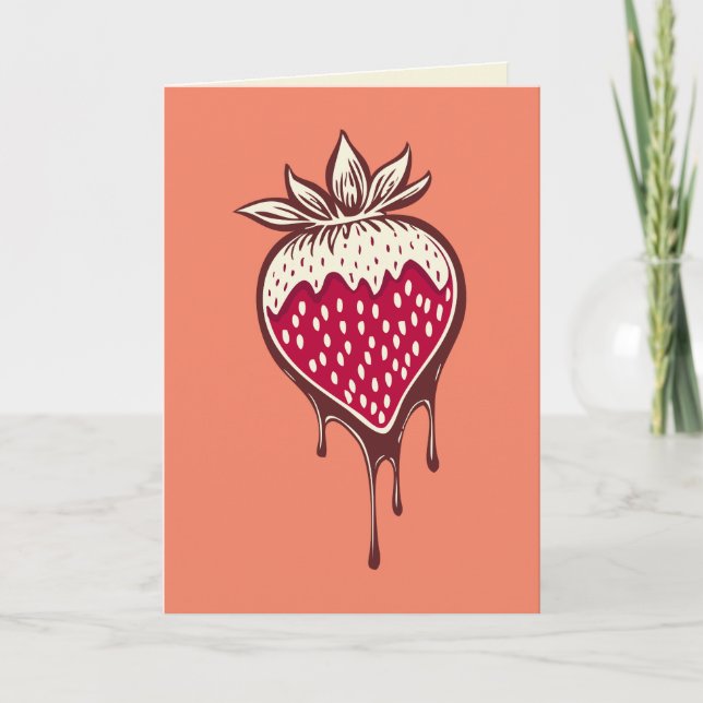 Cartes Pour Fêtes Annuelles fraise enrobée de chocolat (Devant)