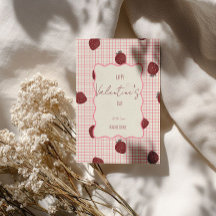 Fraises à l'aquarelle sur quadrillage rose - Saint