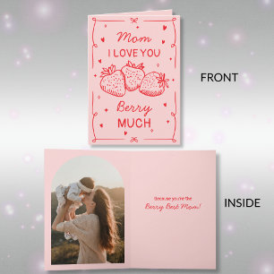 Cartes Pour Fêtes Annuelles Fraises Dessinées à la Main Je T'Aime Maman Fête d