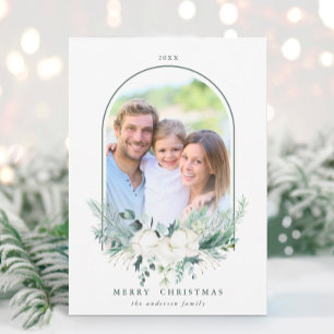 Cartes Pour Fêtes Annuelles Frame Arrière Fleur de Coton Photo Noël