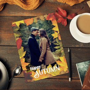 Cartes Pour Fêtes Annuelles Frame automne feuilles automne photo vacances Cart