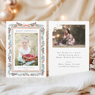 Cartes Pour Fêtes Annuelles Frame Red Winterberry Joyeux Noël 2 Photo