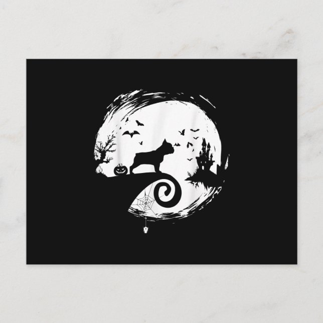 Cartes Pour Fêtes Annuelles Français Bulldog Halloween Costume Lune Cadeau (Devant)