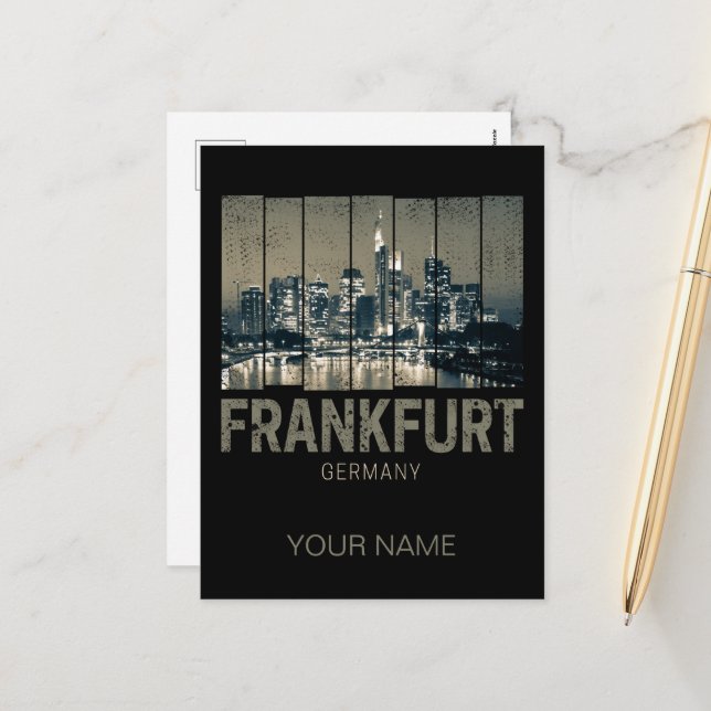 Cartes Pour Fêtes Annuelles Francfort Allemagne Skyline Retro Souvenir Vintage (Devant/Arrière en situation)