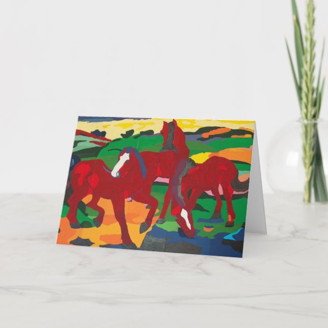 Cartes Pour Fêtes Annuelles Franz Marc - chevaux rouges (Devant)