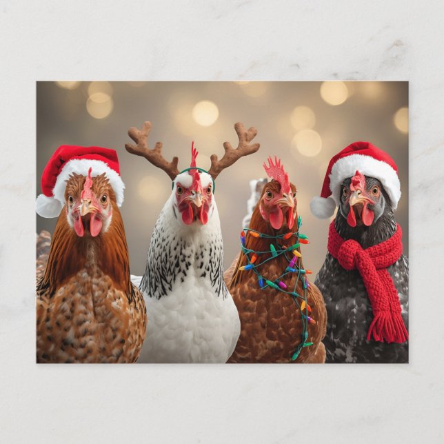 Cartes Pour Fêtes Annuelles Frapper tout le chemin Drôle Noël au poulet (Devant)