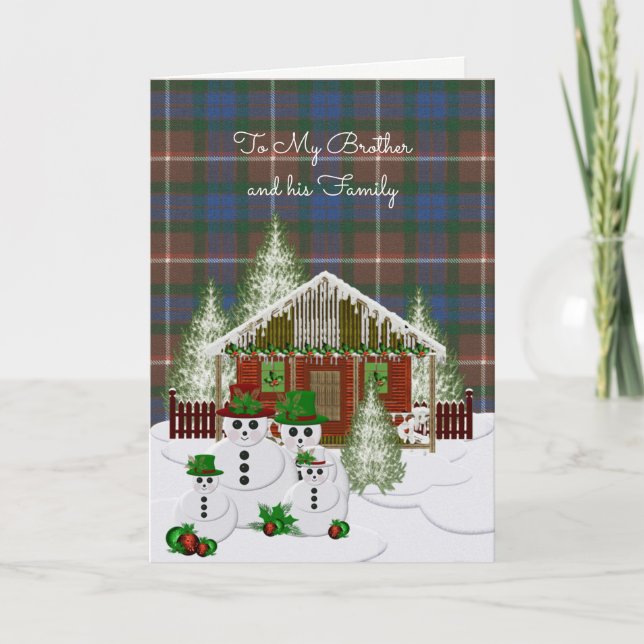 Cartes Pour Fêtes Annuelles Fraser Chasse Ancien Frère Tartan Noël (Devant)