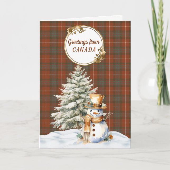 Cartes Pour Fêtes Annuelles Fraser Rouge Tartan Altéré Noël  (Devant)