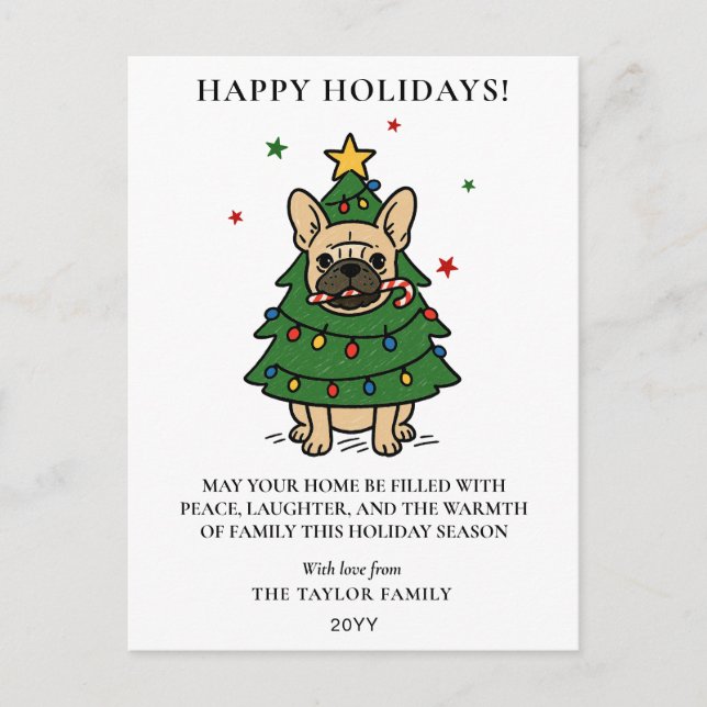 Cartes Pour Fêtes Annuelles French Bulldog Christmas Tree Dog Frenchie (Devant)