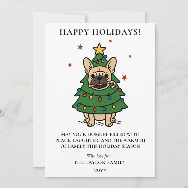 Cartes Pour Fêtes Annuelles French Bulldog Christmas Tree Dog Frenchie (Devant)