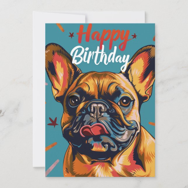 Cartes Pour Fêtes Annuelles French Bulldog Joyeux anniversaire (Devant)
