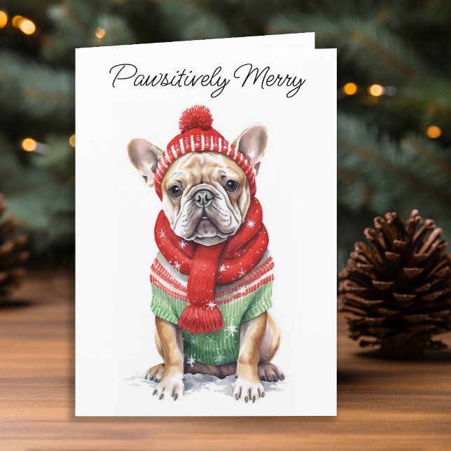 Cartes Pour Fêtes Annuelles French Bulldog Personnalisé Amoureux des chiens No (Créateur téléchargé)