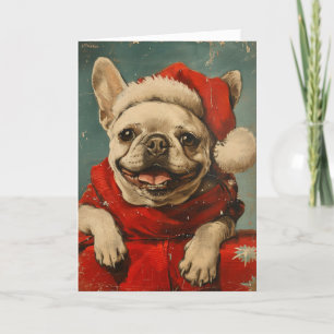 Cartes Pour Fêtes Annuelles French Bulldog vintage Noël personnalisé