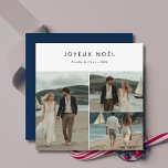 Cartes Pour Fêtes Annuelles French Christmas Joyeux Noël Nautical Beach Photo<br><div class="desc">Envoyez des voeux festifs avec une touche nautique chic ! Cette carte de Noël présente "Joyeux Noël" dans une belle typographie française, ce qui la rend parfaite pour partager votre joie de vacances. La photo sur le thème de la plage apporte une touche particulière, surtout pour les couples. Son design...</div>