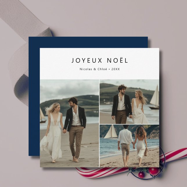 Cartes Pour Fêtes Annuelles French Christmas Joyeux Noël Nautical Beach Photo (Créateur téléchargé)