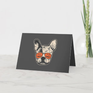 Cartes Pour Fêtes Annuelles Frenchie en lunettes de soleil citrouille Hallowee