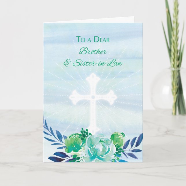 Cartes Pour Fêtes Annuelles Frère et belle-soeur Fleurs bleues Turquoises Pâqu (Devant)