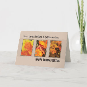 Cartes Pour Fêtes Annuelles Frère et belle-soeur, Thanksgiving Trois Feuilles