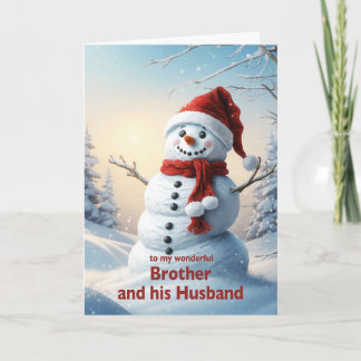 Cartes Pour Fêtes Annuelles Frère et mari de Noël Bonhomme de neige