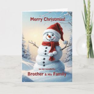 Cartes Pour Fêtes Annuelles Frère et sa famille Snowman de Noël