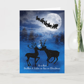 Cartes Pour Fêtes Annuelles Frère et sa femme Kissing Reindeer Noël
