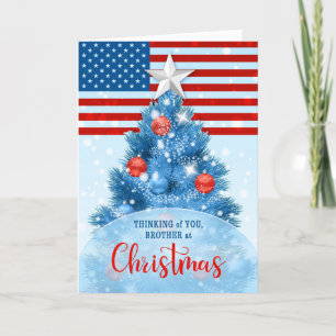 Cartes Pour Fêtes Annuelles Frère Patriotique Noël Rouge Blanc Bleu