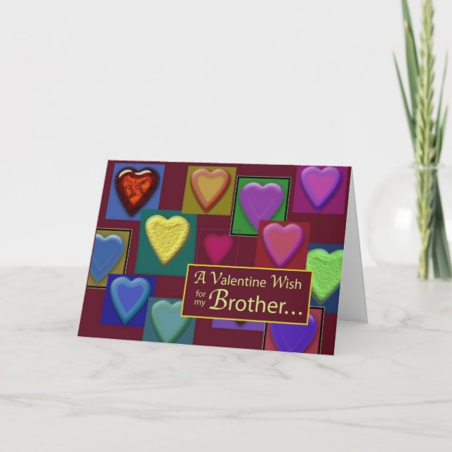 Cartes Pour Fêtes Annuelles Frère Valentine Blocs de Coeurs (Devant)