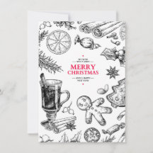 Friandises de Noël dessin vintage. Vacances de Noë