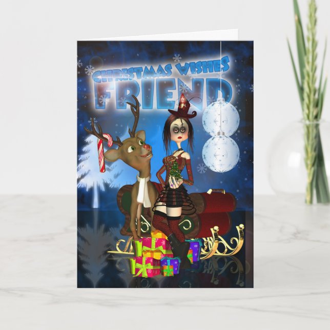 Cartes Pour Fêtes Annuelles Friend Gothic Christmas Card, H.I.P. Et Reindeer (Devant)