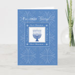 Cartes Pour Fêtes Annuelles Friend Hanukkah Wishes<br><div class="desc">Wish a dear Friend of yours Happy Hanukkah with this elegant blue and white menorah. A card about celebration and friendship. Parfait pour la fête spéciale.</div>