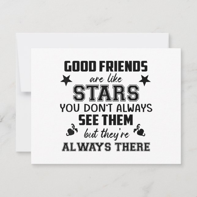 Cartes Pour Fêtes Annuelles Friendship T-Shirt Quote Good Friend Like Star (Devant)