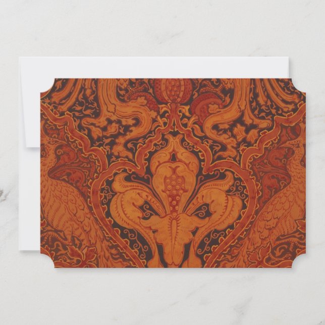 Cartes Pour Fêtes Annuelles Frise V&A Red Peacock (Devant)
