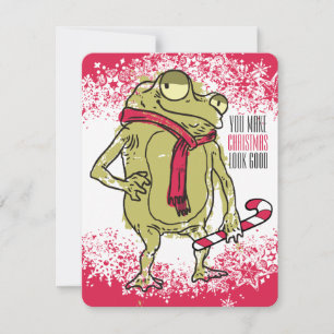 Cartes Pour Fêtes Annuelles Frog scarf knitting crochet handmade by Christmas