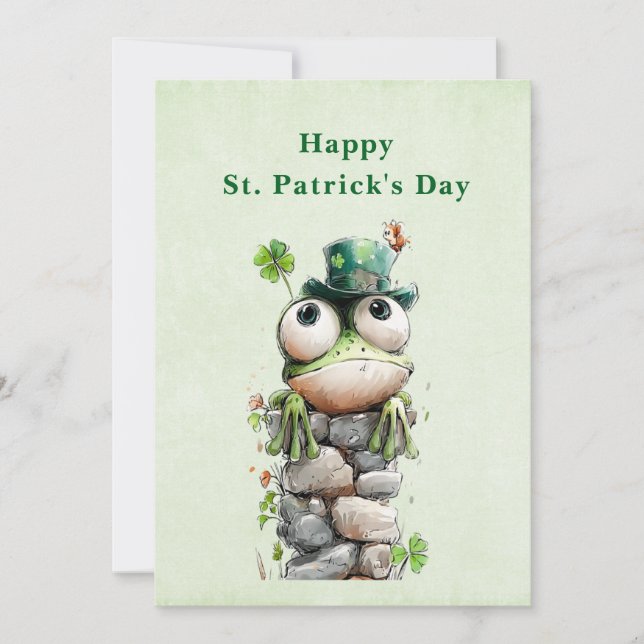 Cartes Pour Fêtes Annuelles Frog with Green Hat and Shamrock St. Patrick's Day (Devant)