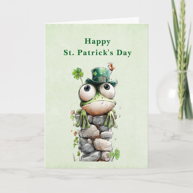 Cartes Pour Fêtes Annuelles Frog with Green Hat and Shamrock St. Patrick's Day (Devant)