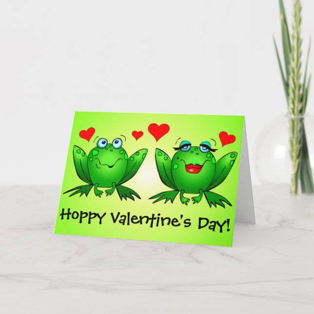 Cartes Pour Fêtes Annuelles Frogs Cute Funny Hoppy Valentines Day (Devant)