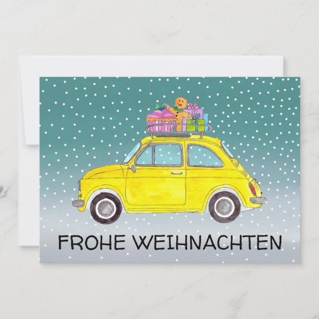 Cartes Pour Fêtes Annuelles Frohe Weihnachten Allemagne Fiat de Noël 500 (Devant)