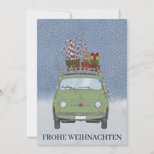 Cartes Pour Fêtes Annuelles Frohe Weihnachten Allemand Christmas Green Fiat 50