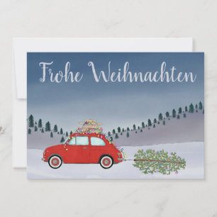 Cartes Pour Fêtes Annuelles Frohe Weihnachten Allemand Christmas Red Fiat 500