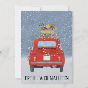 Cartes Pour Fêtes Annuelles Frohe Weihnachten Allemand Christmas Red Fiat 500