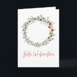 Cartes Pour Fêtes Annuelles Frohe Weihnachten, allemand fêtes de Noël<br><div class="desc">Christmas wreath with holly and berries, handpainted watercolor Make your holiday mail stand out from the traditional cards with this vintage handpainted watercolor Christmas banner. Merry Christmas ! Surprise your nearest and dearest, your friends, co-workers, neighbors or even your boss with a special card. Many different designs available: from a...</div>