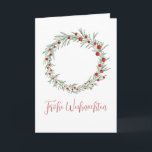 Cartes Pour Fêtes Annuelles Frohe Weihnachten, allemand fêtes de Noël<br><div class="desc">Christmas wreath with holly and berries, handpainted watercolor Make your holiday mail stand out from the traditional cards with this vintage handpainted watercolor Christmas banner. Merry Christmas ! Surprise your nearest and dearest, your friends, co-workers, neighbors or even your boss with a special card. Many different designs available: from a...</div>
