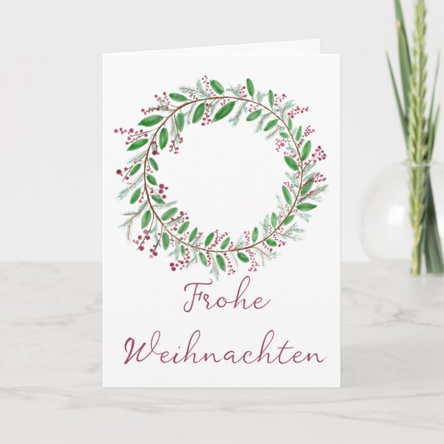 Cartes Pour Fêtes Annuelles Frohe Weihnachten, couronne allemande de Noël (Devant)
