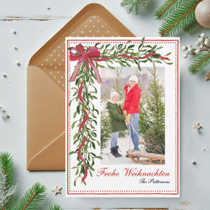 Cartes Pour Fêtes Annuelles Frohe Weihnachten Mistletoe Red Bow