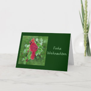Cartes Pour Fêtes Annuelles Frohe Weihnachten Noël Cardinal Bird Holly