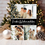 Cartes Pour Fêtes Annuelles Frohe Weihnachten Photo Collage<br><div class="desc">Cette fabuleuse carte de vacances 3 photos avec "Frohe Weihnachten!" dans une police de script moderne et votre nom de famille et année dans une police de casquette traditionnelle propre et nette, en blanc sur noir avec un dos assorti, est parfaite pour envoyer à votre famille et vos amis. Tout...</div>
