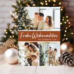 Cartes Pour Fêtes Annuelles Frohe Weihnachten Photo Collage<br><div class="desc">Cette fabuleuse carte de vacances 3 photos avec "Frohe Weihnachten!" dans une police de script moderne, votre nom de famille et votre année dans une police de caractères casquette traditionnelle propre et nette, en blanc sur terre cuite avec un dos assorti, est parfaite pour envoyer à votre famille et vos...</div>