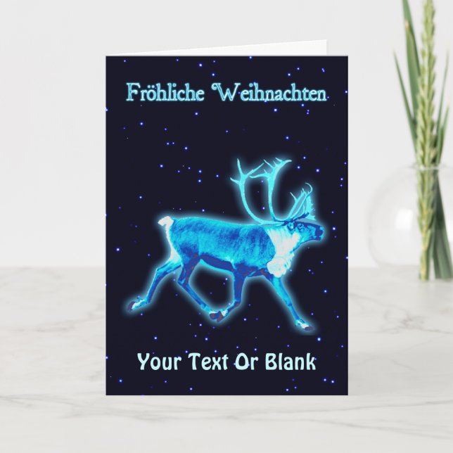 Cartes Pour Fêtes Annuelles Fröhliche Weihnachten - Caribou bleu (rennes) (Devant)