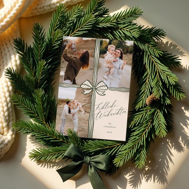 Cartes Pour Fêtes Annuelles Fröhliche Weihnachten Elegant Holiday Bow Photos (Fröhliche Weihnachten Elegant Holiday Bow Photos)